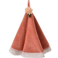 Alleophom DM 花朵蕾絲廚房擦手巾, 1個, 珊瑚色