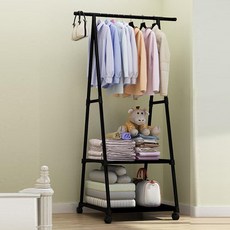 씨밀레 삼각 다층수납 이동식 행거, 블랙