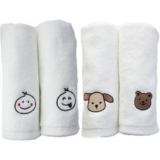 Maison Textile 密集刺繡手巾動物 2 件 + 微笑 2 件套, 混色, 1套