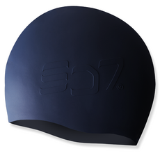 SD7 男女通用浮雕矽膠泳帽, 深藍色, 1個
