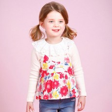 JELISPOON 女童款假兩件花朵V領細肩背心