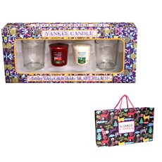 Yankee Candle 2 種許願蠟燭 + 透明支架 2p + 帶購物袋的禮品套裝, 隨機出貨, 混色