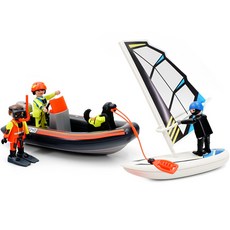플레이모빌 피규어 고무보트와 구조대 70141, 1개