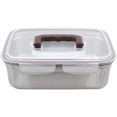 kitchen U 不鏽鋼手提長方形泡菜盒, 1個, 4L