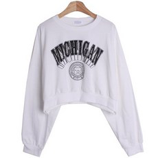 시크블랙 코이레 미시겐 레터 컬러풀 나염 크롭 맨투맨 cpt11801k31