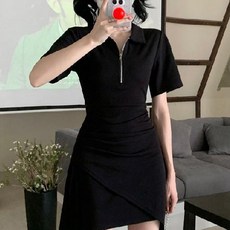 딧돗 여성용 카라넥 지퍼 슬림핏 미니 원피스 JN025 빅사이즈 포함
