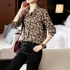 ATTERLIC 女性大尺碼豹紋春秋罩衫 襯衫 01720