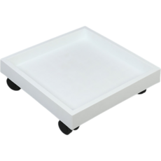 MARKETA 可移動式方形帶輪花盆底座, 白色