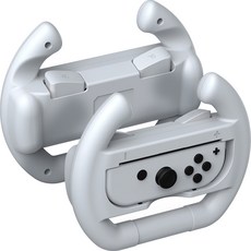 DOBE Hofu 任天堂 Switch Joy-Con 手柄賽車方向盤握把套 2 件白色馬里奧卡丁車, 1套, 單一商品