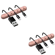 Universe Factory USB 線材整理小物 彩色小熊 6孔, 淺粉色, 2個