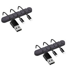 Universe Factory USB 線材整理小物 彩色小熊 6孔, 灰色, 2個