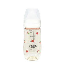 iBYEOL Friends 韓國製造 PPSU 嬰兒蘋果櫻桃奶瓶 270ml, 不含奶嘴, 白色, 1個