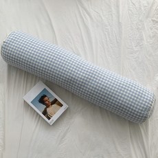 格紋長抱枕, 天藍