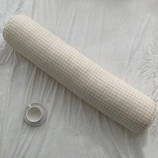 Zipcock 格紋棉質抱枕, 米色