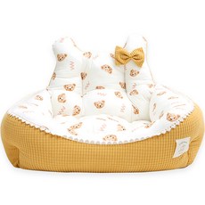 ITS DOG 寵物晚安小熊柔軟床, 芥末黃, 1個