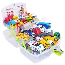 迷你玩具車+3層式收納盒+交通安全卡組, 混色