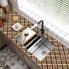 쿼르디 타일 스티커 20p, 기하학 블랙 베이지