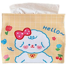 可愛卡通面紙盒, 1個, 花朵小狗