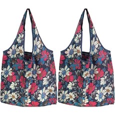 리얼피키 접이식 휴대용 간편 쇼핑백, 플라워1, 2개