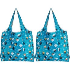 리얼피키 접이식 휴대용 간편 쇼핑백, 고양이2, 2개