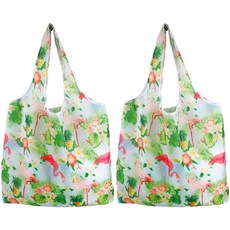 리얼피키 접이식 휴대용 간편 쇼핑백, 플라밍고, 2개