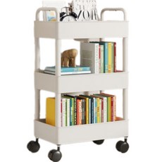 제이밀 이동식 북카트 책꽂이 3단, 화이트