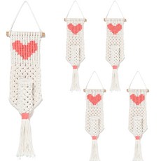 minhwashop Macrame 法式繩結編織植物吊飾製作組 UDPFB0650, 5套, 愛心