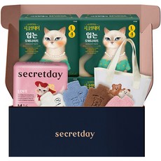 Secret Day Heart隔夜內褲大號衛生巾4p x 4包+Secret Day Love Medium A Medium 16p+保暖包隨機送+泰迪袋禮盒套組, 1組