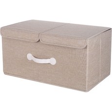 布料雙蓋收納箱, 1個, 米色