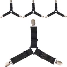 이즈앤플로 침대시트 고정 삼각벨트 바인더 집게, 블랙, 4개