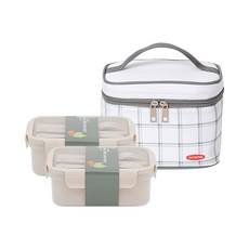 EASY&FREE Milf Lab便當保鮮盒 1號 2入+午餐盒袋, 1套, 混色