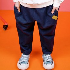 JELISPOON 童款餅乾刺繡斜紋丹寧牛仔褲