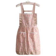 cofv 家用棉質可愛花朵圍裙, 粉紅色, 1個