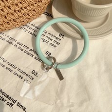 라니마켓 파스텔톤 빅링 휴대폰 손목 걸이, 라이트그린, 1개