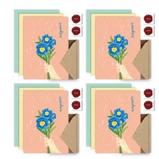 Somssi 花朵信紙 3款 x 4入組, 1套, 混合色