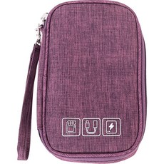 다해유 이어폰 보조배터리보관 보조가방, 자주색, 1개