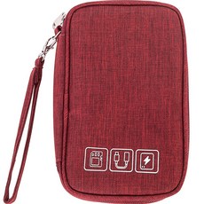 다해유 이어폰 보조배터리보관 보조가방, 와인색, 1개