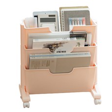 제이밀 심플 이동식 책꽂이, 핑크, 3단