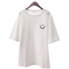 마더브띠 여성용 원패턴 루즈 롱 반팔 티셔츠