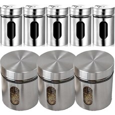 inbloom 不鏽鋼調味罐8件組, 1套, 調味罐 100ml x 5入 + 調味罐 330ml x 3入 + 收納架 + 2款貼紙