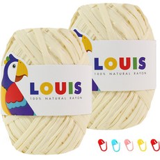 針織 Louis 45g*2p+單環 5p 套組, 112啞光象牙白色(針織線)隨機出貨(單環), 1套