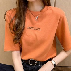 몬드스팟 여성용 라운드넥 레터링 데일리 반팔 티셔츠 JN500