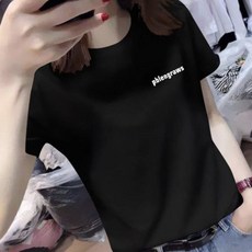 몬드스팟 여성용 라운드넥 심플레터링 데일리 반팔티 JN503