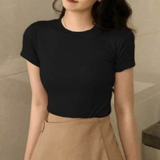 몬드스팟 여성용 라운드넥 슬림핏 컬러 무지 반팔 티셔츠 JN501