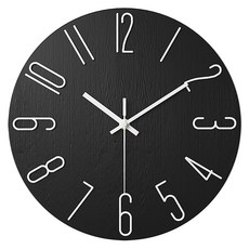 27LIVING 靜音掛鐘, 簡約木質調黑色 + 白色