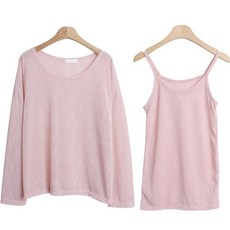 린다샵 여성용 루웨이 루즈핏 베이직 나시 + 티셔츠 세트 cpset2553k32