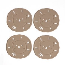 에이드엘 사자 실리콘 컵받침 4p, 샌드베이지, 1세트