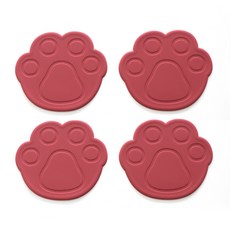 에이드엘 발바닥 실리콘 컵받침 4p, 코랄레드, 1세트