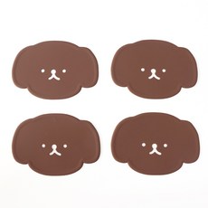 ade.l 狗狗矽膠杯墊 4入, 巧克力棕