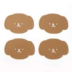 에이드엘 강아지 실리콘 컵받침 4p, 카라멜